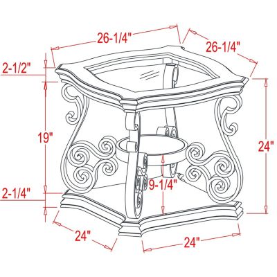Streamdale Glass Top End Table with Marble Shelf and Metal Legs