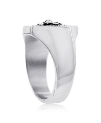 Stainless Steel Oxidized Lion Ring