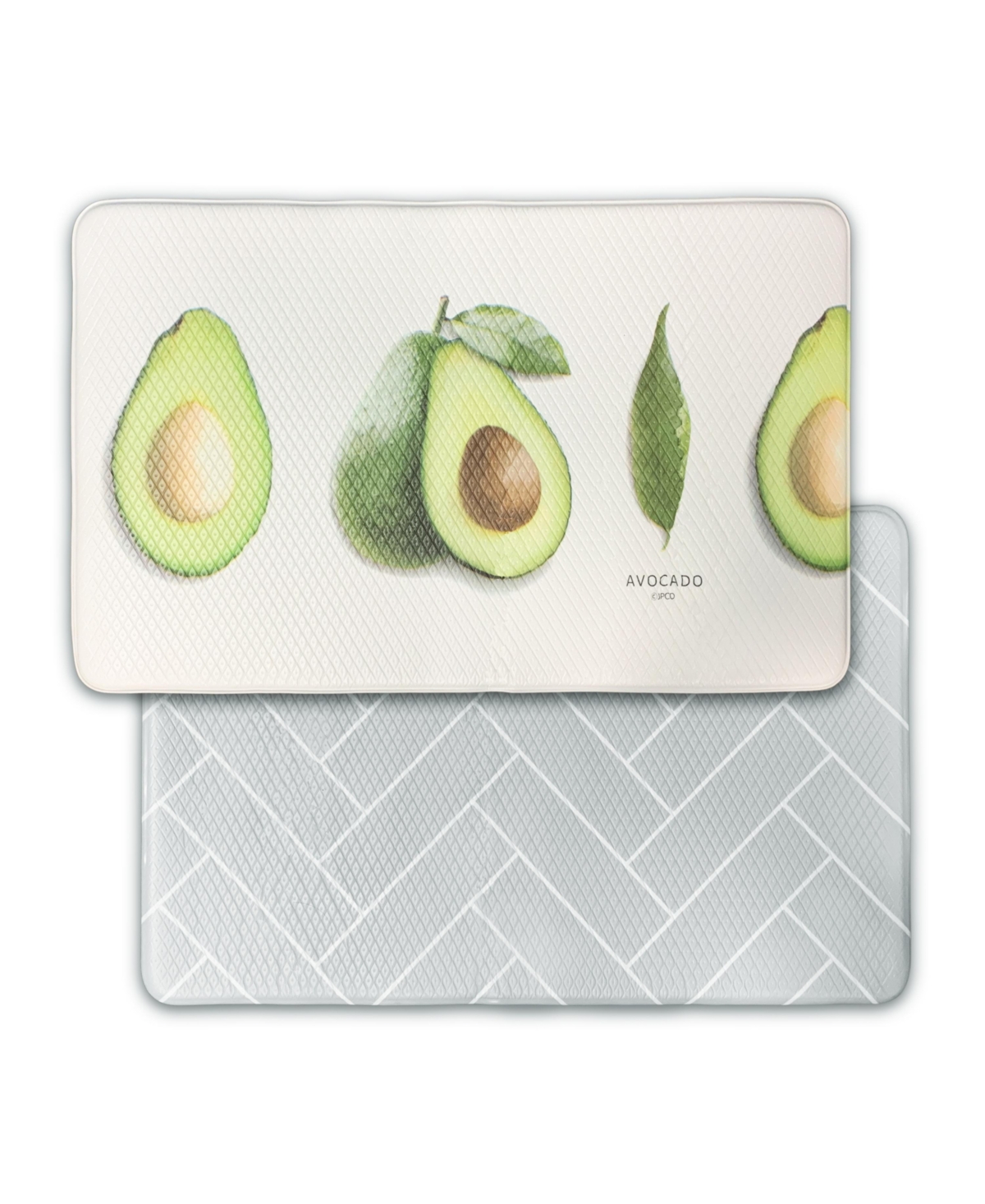 Double-Sided Two Design (Gray Herringbone, Avocado) Anti-Fatigue Padded Mat, Xl - White/Grey (XS)