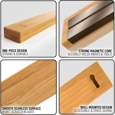 Seamless Acacia Wood Magnetic Knife Holder - Wooden Magnetic Knife Strip for Organizing your Kitchen