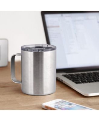 12 oz Insulated Coffee Mug with Lid - Stainless Steel Camping Mug Tumbler with Handle