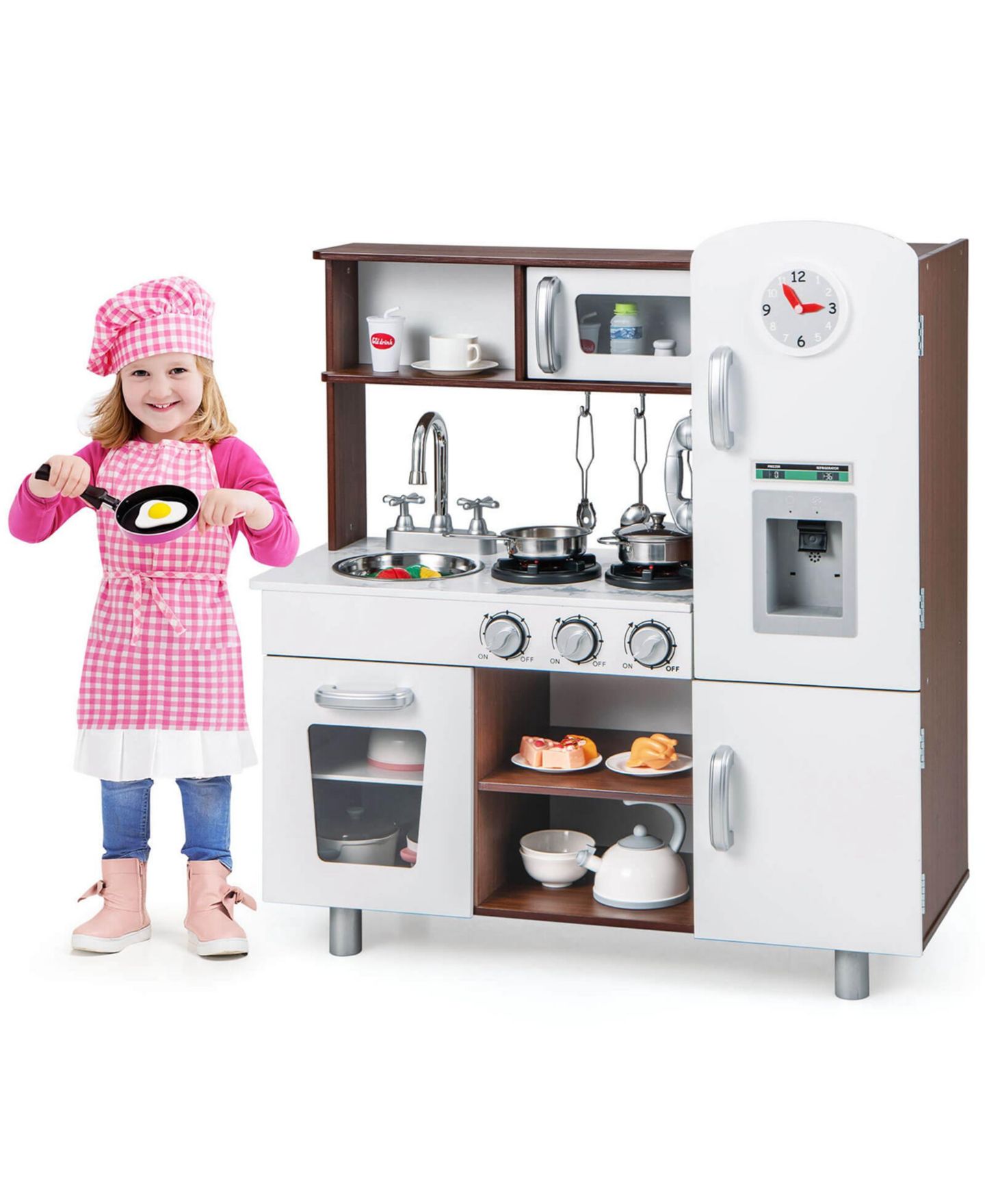 Детский игровой набор Costway Sounds & Lights 6-Piece Kitchen Playset, от 3 лет, цвет: Белый — фото 1