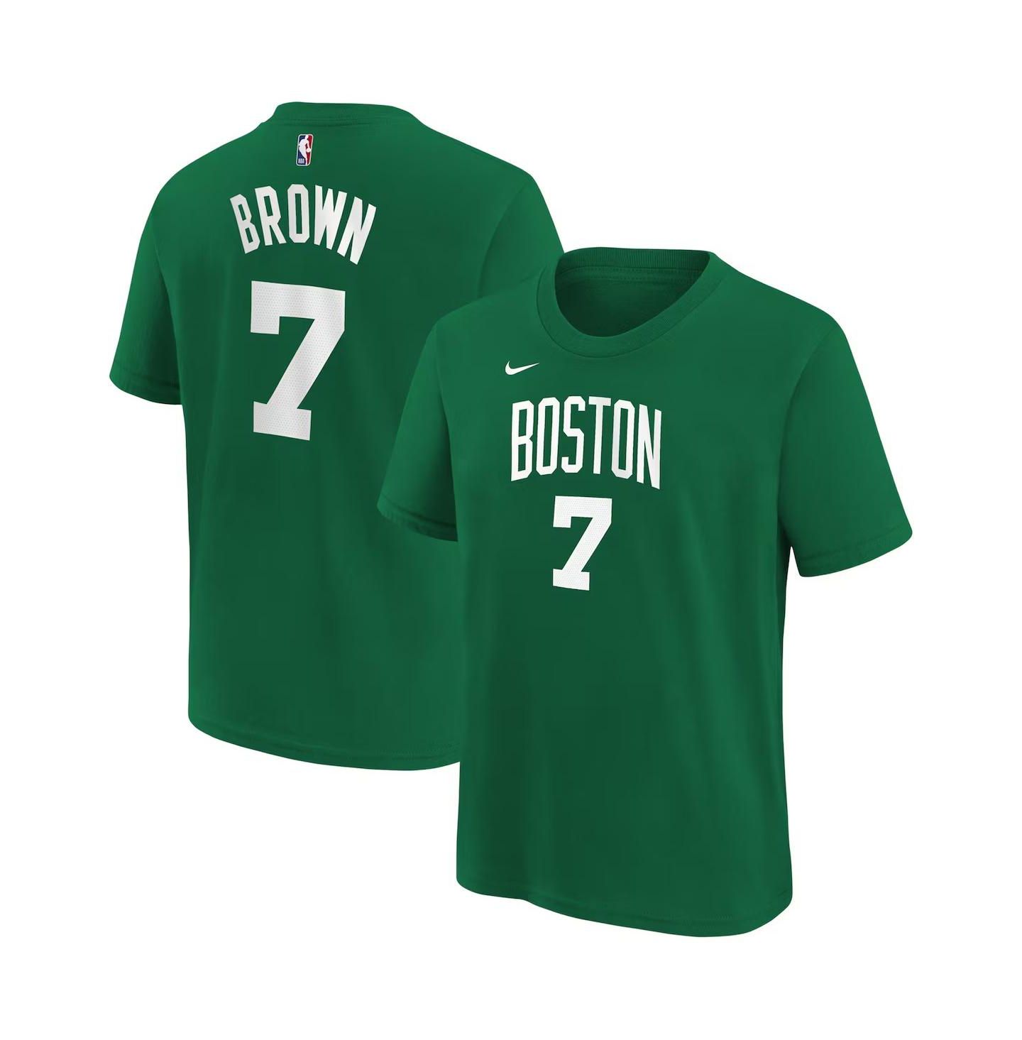 Детская футболка Nike Jaylen Brown Kelly Green Boston Celtics Icon Name & Number — фото 1