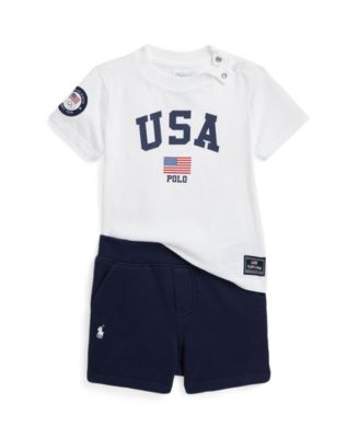 Polo Ralph Lauren - Baby Boys Team USA Jersey T-Shirt & Fleece Shorts, 2 Piece Set