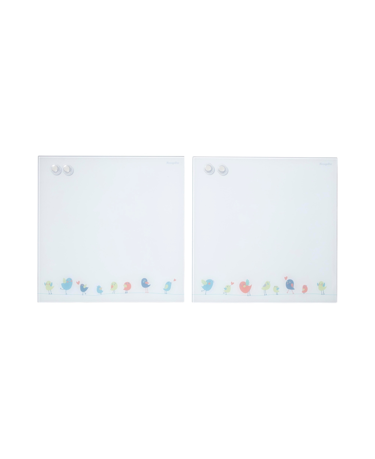 ECR4Kids MessageStor Magnetic Dry-Erase Glass Board with Magnets, 17.5in x 17.5in, White Waves, 2-Pack