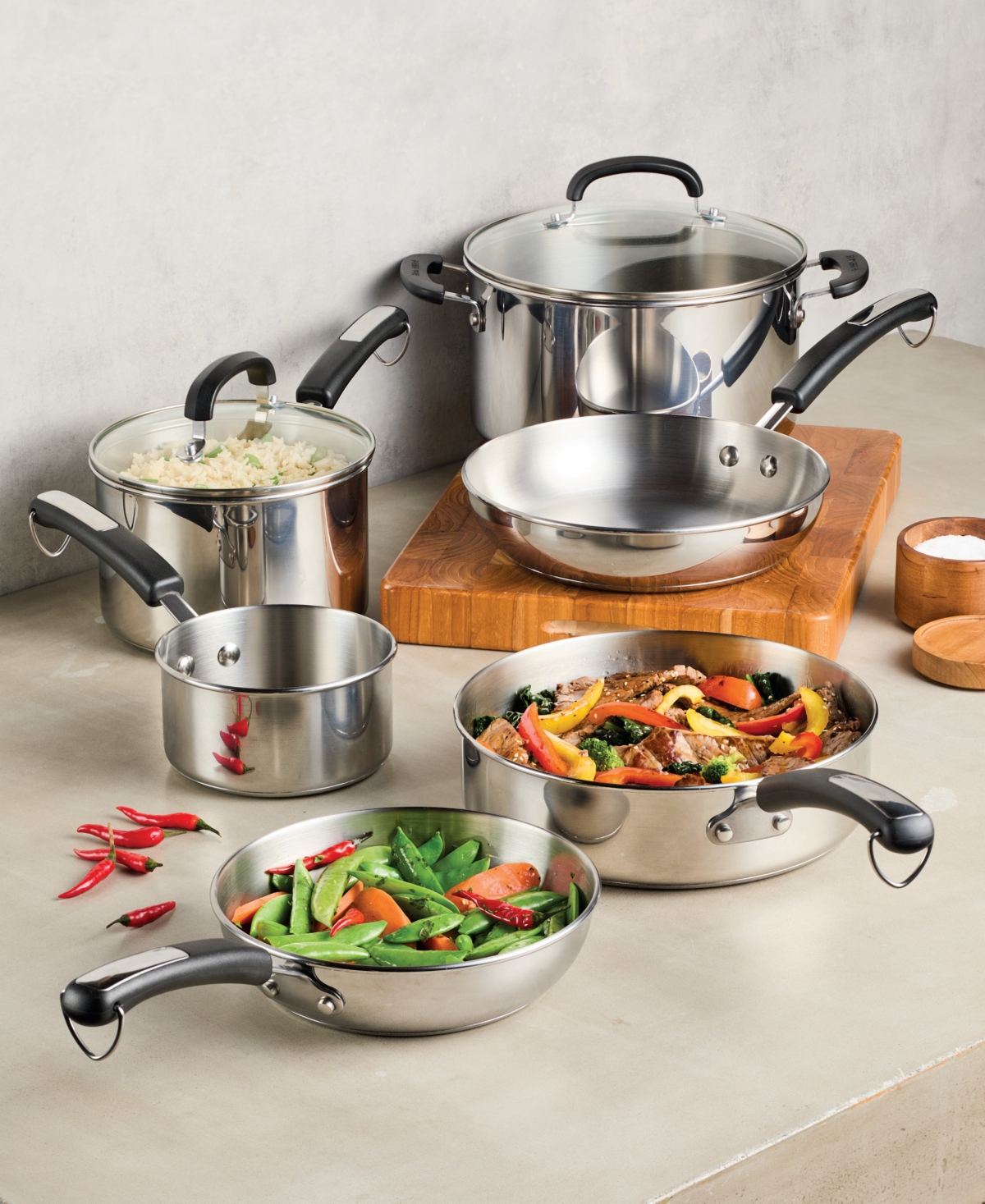 Farberware Brilliance Stainless Steel 10-pc. Cookware Set In Silver