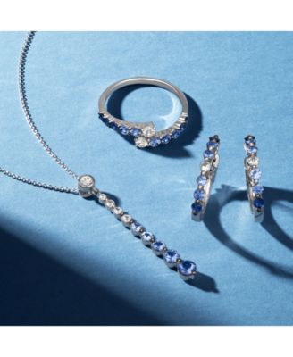 Ombr&eacute;&reg; Denim Ombr&eacute; (3/4 ct. t.w.) & White Sapphire (1/8 ct. t.w.) Small Hoop Earrings in 14k White Gold, 0.7"