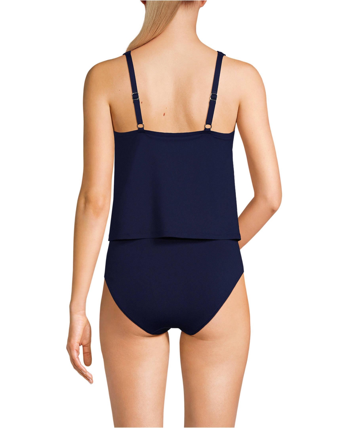 Lands' End Women's Scoop Neck One Piece Fauxkini Swimsuit