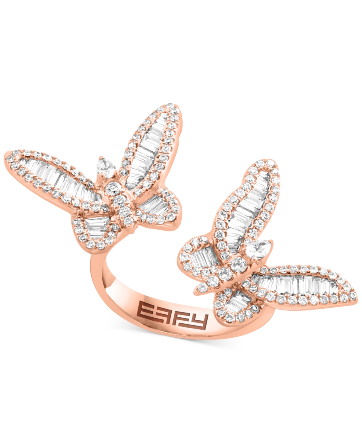 Effy Diamond Round & Baguette Butterfly Cuff Ring (1-1/3 ct. t.w.) in 14k Rose Gold - Rose Gld
