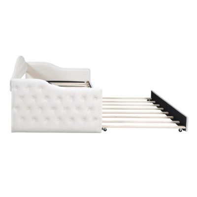 Tufted Daybed with Trundle, Velvet Sofabed