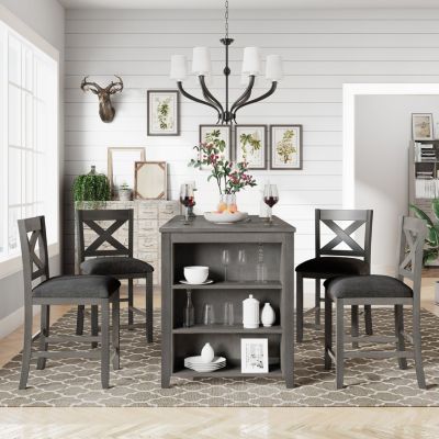 Streamdale Rustic Farmhouse 5-Piece Bar Table Set