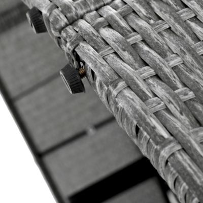 Gray Rattan Outdoor Daybed with Cushions and Cup Trays