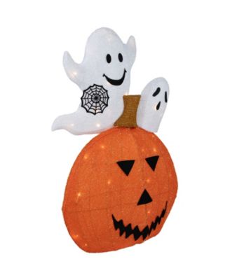 27.5" LED Lighted Battery Operated Jack-O-Lantern and Ghosts Halloween Decoration