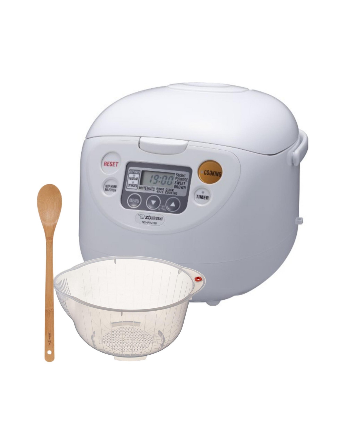 Micom Rice Cooker and Warmer (10-Cup/ Cool White) with Bowl and Spoon - White