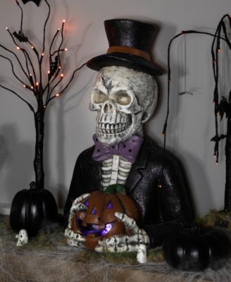 23.5" LED Lighted Skeleton with Jack-O-Lantern Halloween Decoration