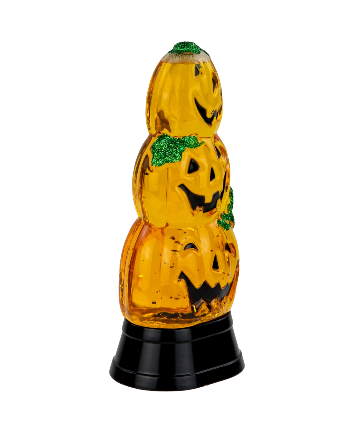 Northlight 14.75" Led Lighted Stacked Jack O' Lanterns Halloween Snow Globe In Orange