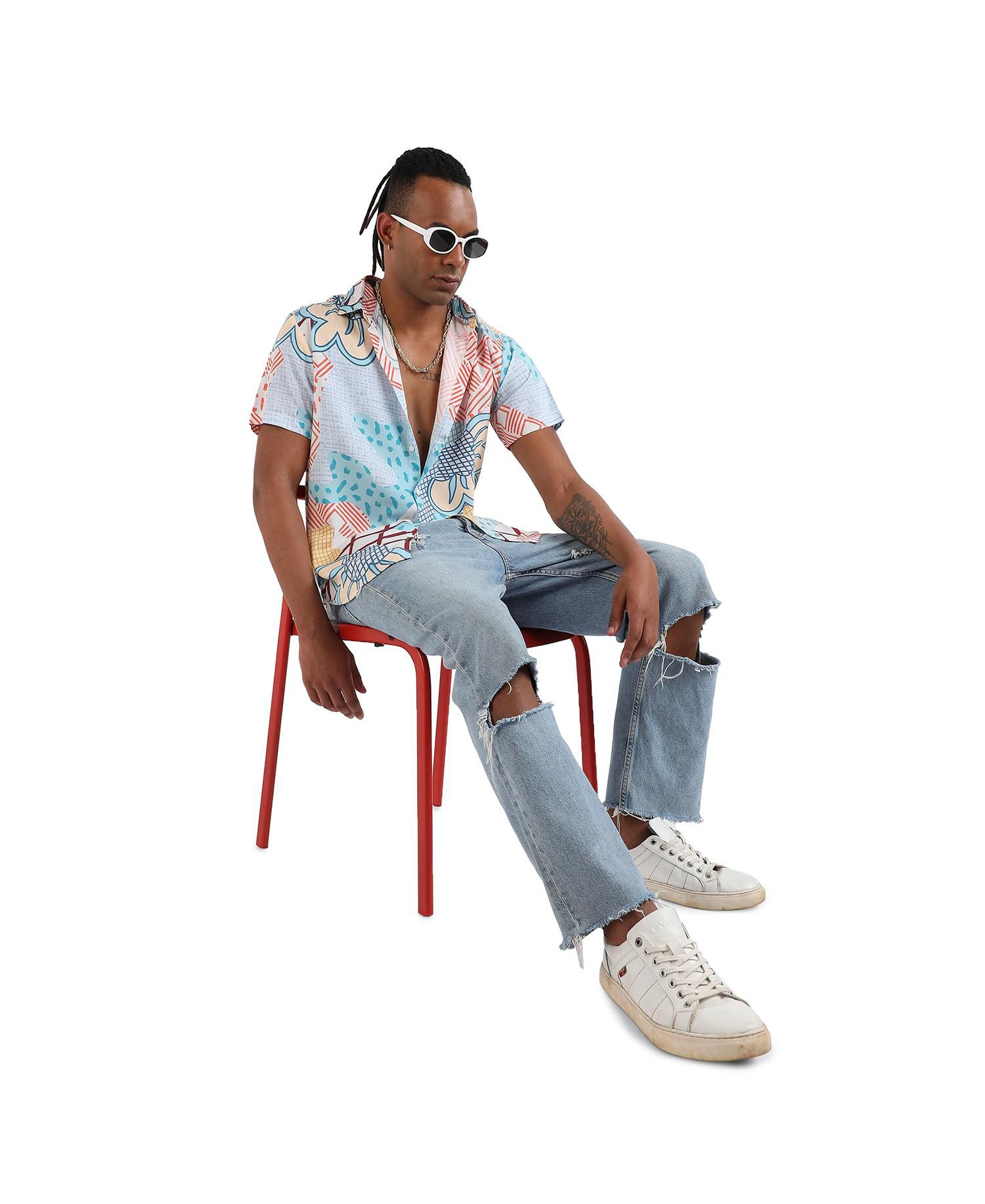 Men's Abstract Patch Shirt