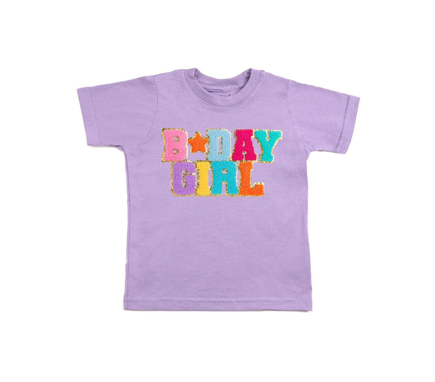 Little and Big Girls Birthday Girl Patch Short Sleeve T-Shirt