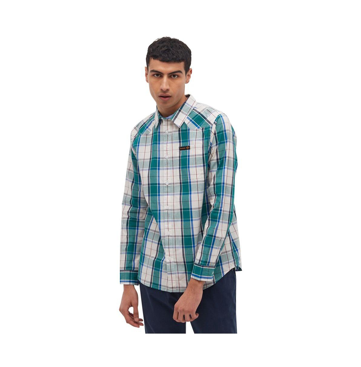 Tycho Long Sleeve Check Shirt - White/green/blue