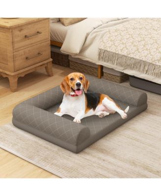 Orthopedic Dog Bed Medium Small Dogs with 3-Side Bolster Non-Slip Bottom Zippers