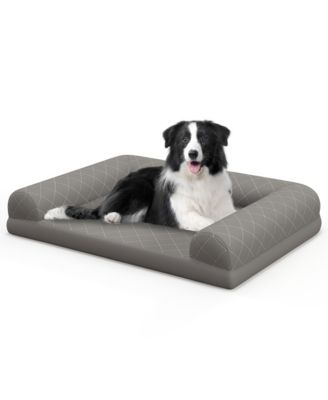 Orthopedic Dog Bed Medium Small Dogs with 3-Side Bolster Non-Slip Bottom Zippers