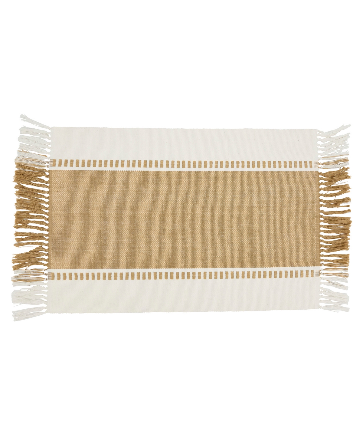 Saro Lifestyle Tassel Trimmed Stripe Placemat Set Of 4, 14"x20" In Natural
