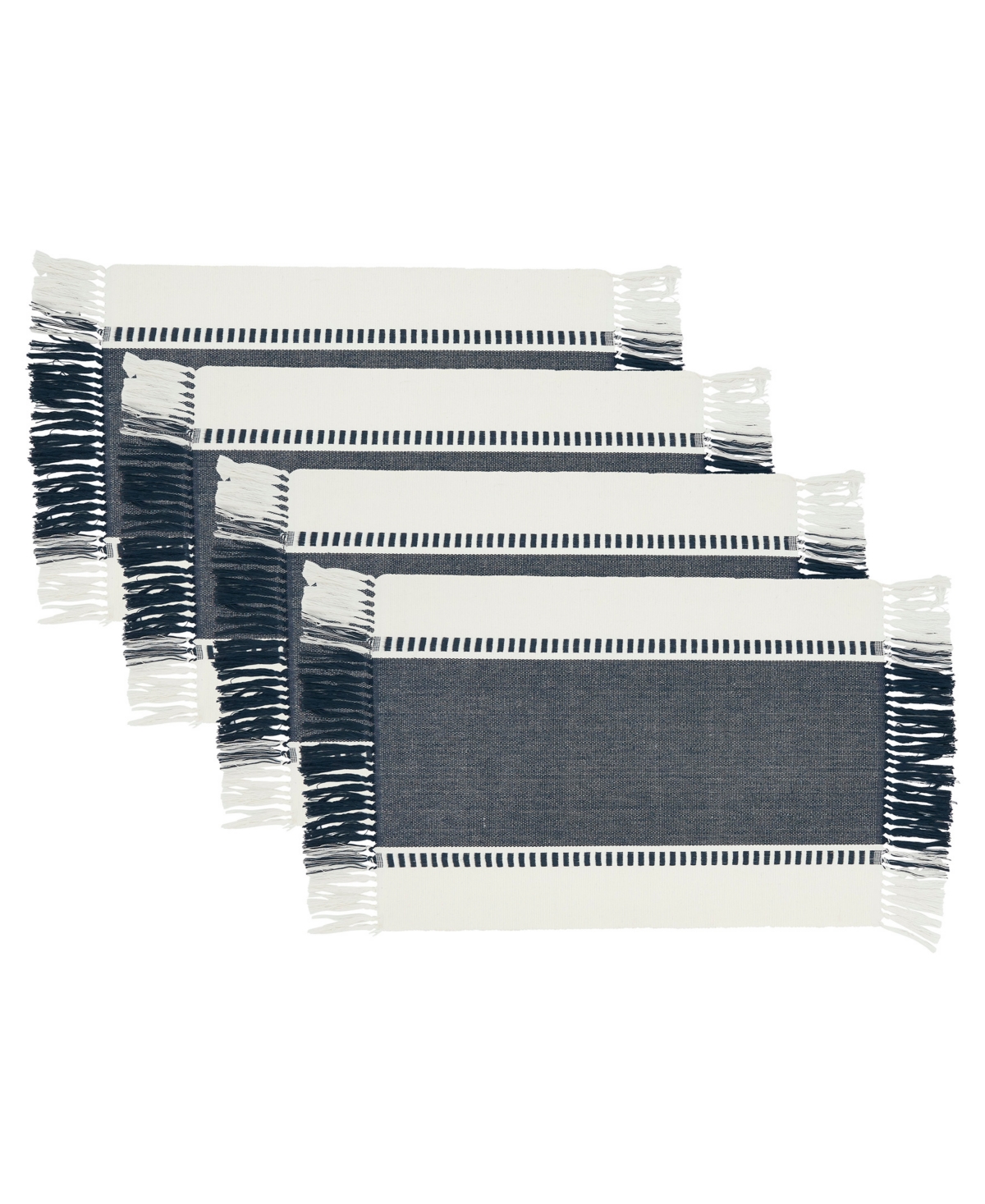 Saro Lifestyle Tassel Trimmed Stripe Placemat Set Of 4, 14"x20" In Red