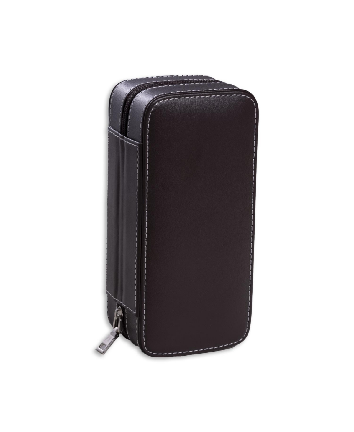Bey-berk Leather Two Watch Travel Case With Form Fit Compartments, Center Divider To Prevent Watches From Tou In Brown