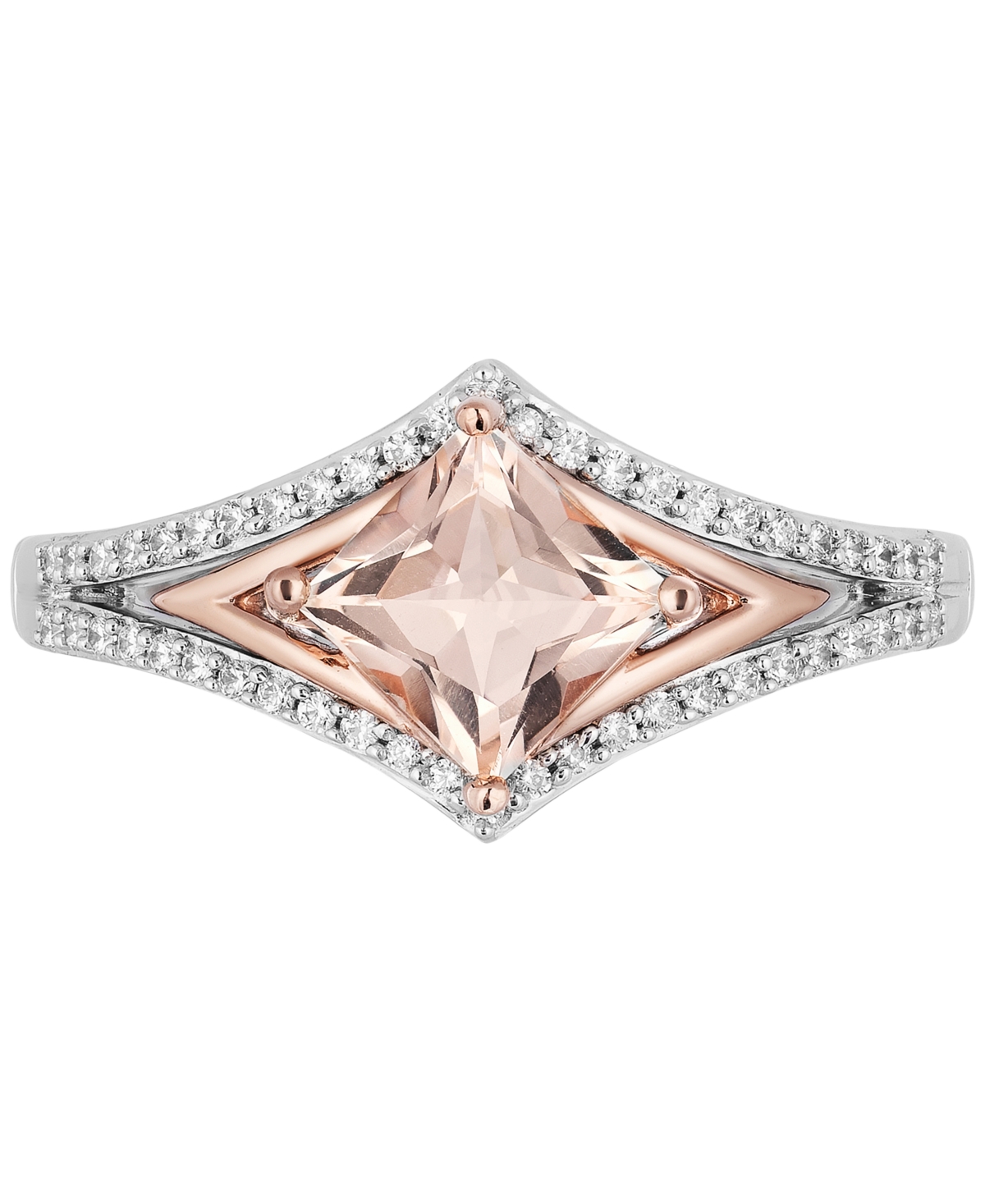 Disney Enchanted Vault Morganite (1 Ct. T.w.) & Diamond (1/5 Ct. T.w.) Aurora Ring In Sterling Silver & 10k Rose Gold In Sterling Silver  Rose Gold
