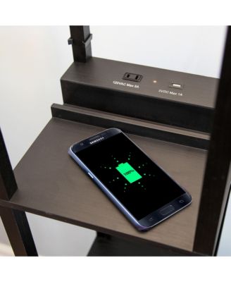 Maxwell LED Shelf Floor Lamp with USB Port, Outlet and Wireless Charging Pad (63"), Bulb Included