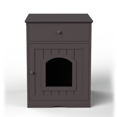 Wooden Pet House with Drawer and Side Table