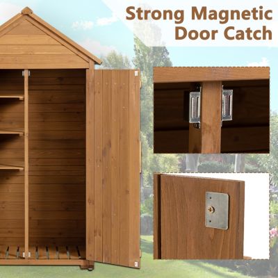 Wooden Outdoor Storage Cabinet with Shelves and Latch