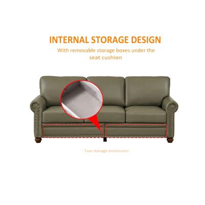 Classic Living Room Nails Sofa Faux Leather