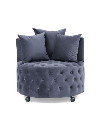Swivel Chair with Velvet Upholstery and Pillows