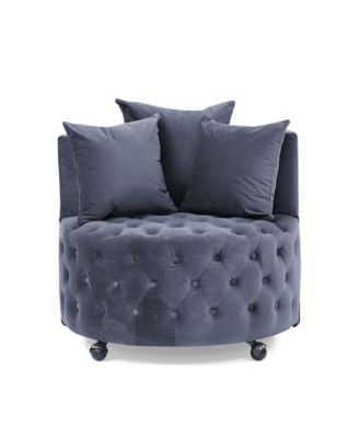 Swivel Chair with Velvet Upholstery and Pillows