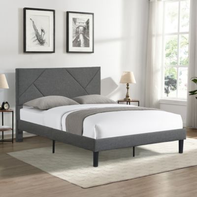 Streamdale  Furniture  Upholstered Platform Bed, Queen, Gray, Wood Slat Support