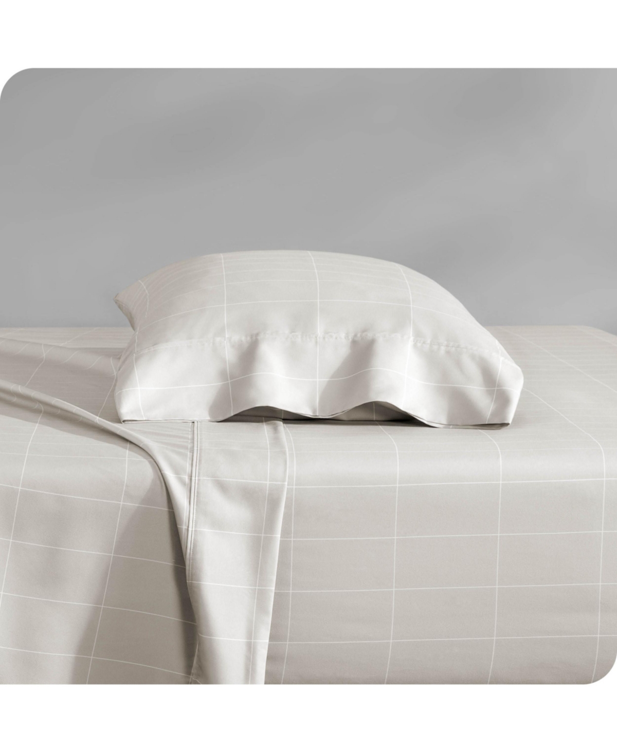 Bare Home Ultra-Soft Double Brushed Print Sheet Set - Grid x2013; stone/white