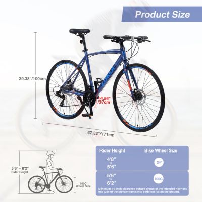 Streamdale 700C Hybrid Bike with 27 Speeds & Disc Brakes