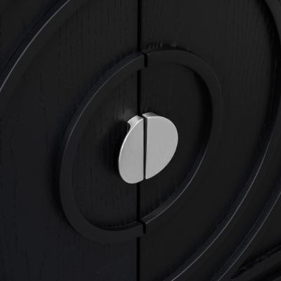 60" Rubber Wood, Acacia & MDF Retro Grooves, Metal Handles, Adjustable Shelves Sideboard Cabinet