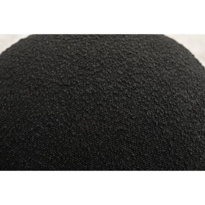 Soft Boucle Round Ottoman Footrest Stool, Black