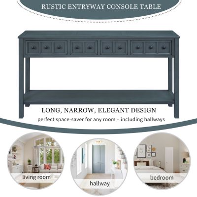 Rustic 60" Entryway Console Table with Drawers and Shelf