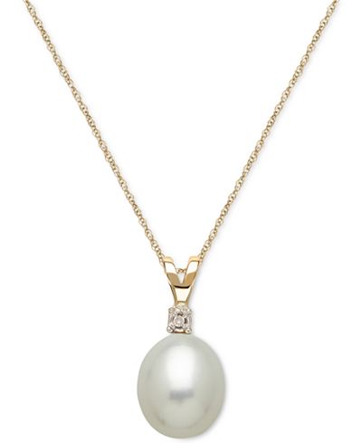 freshwater 14k accent pearl diamond gold 8mm pendant necklace cultured main macy necklaces watches jewelry