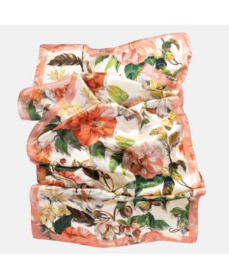 Rosa - Long Satin Silk Scarf for Women - Peach