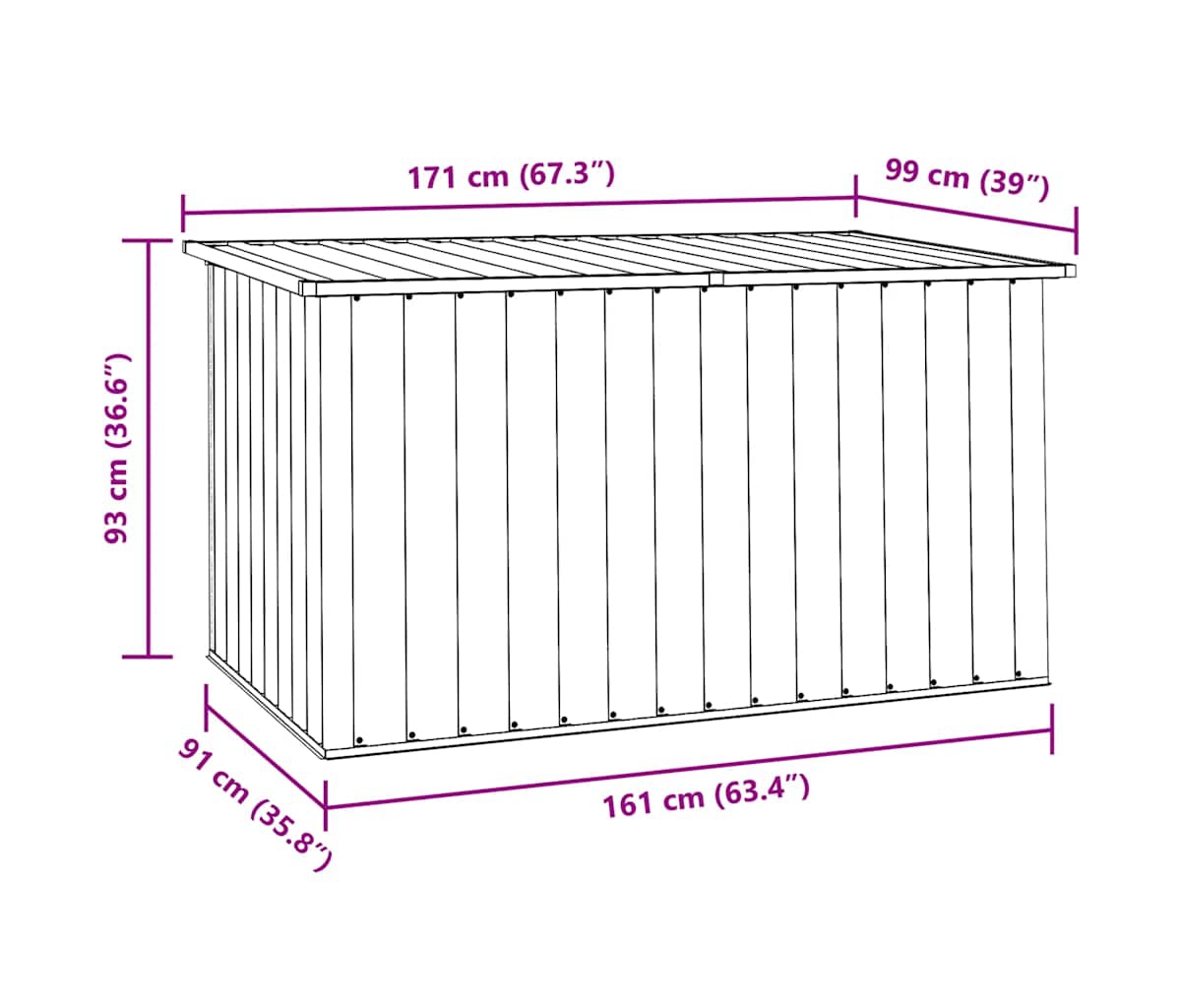 vidaXL Patio Storage Box Anthracite 67.3"x39"x36.6"