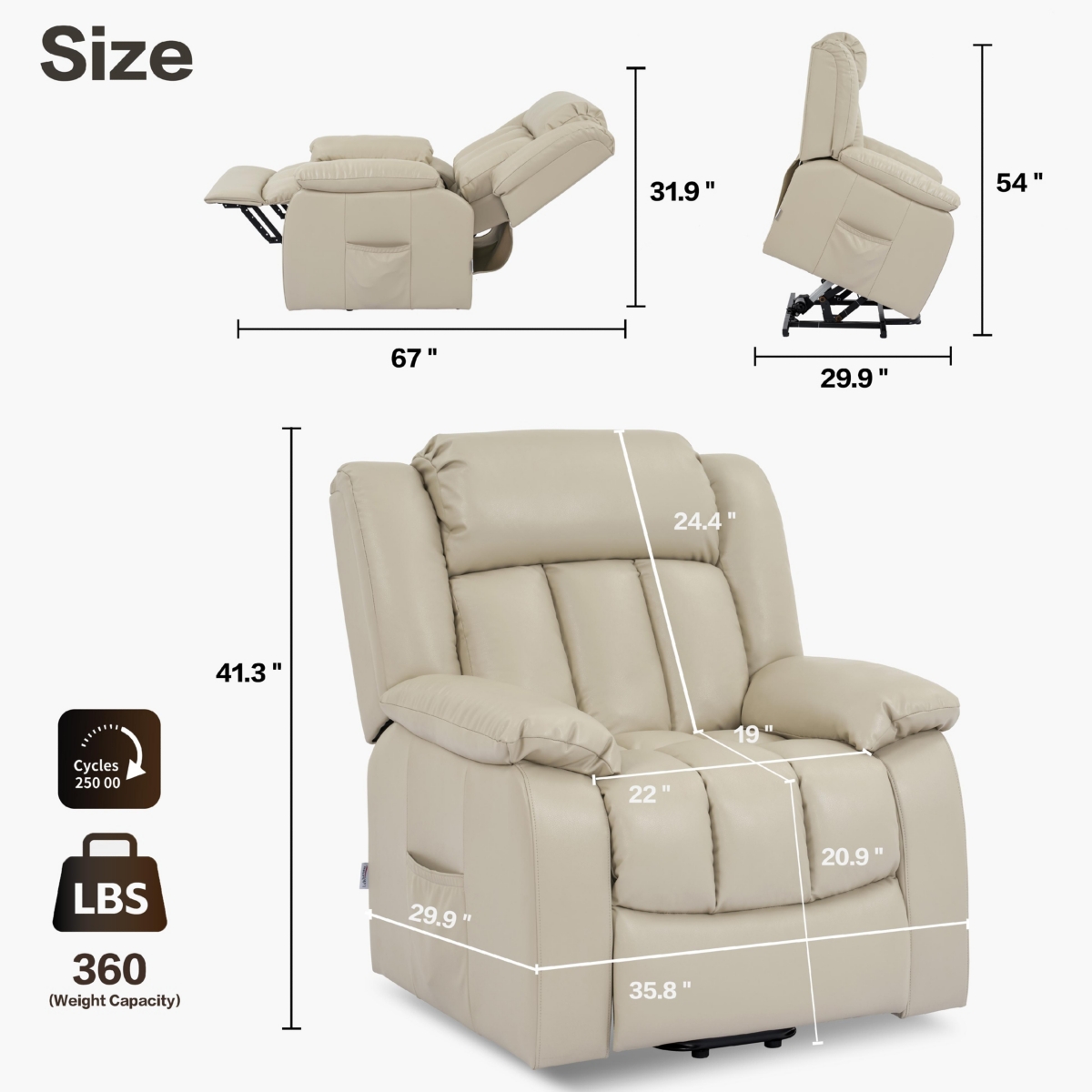 Streamdale Furniture Lift Chair Recliners, Electric Power Recliner Chair Sofa For Elderly