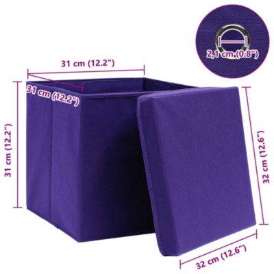 Storage Boxes with Lids 4 pcs Purple 12.6"x12.6"x12.6" Fabric