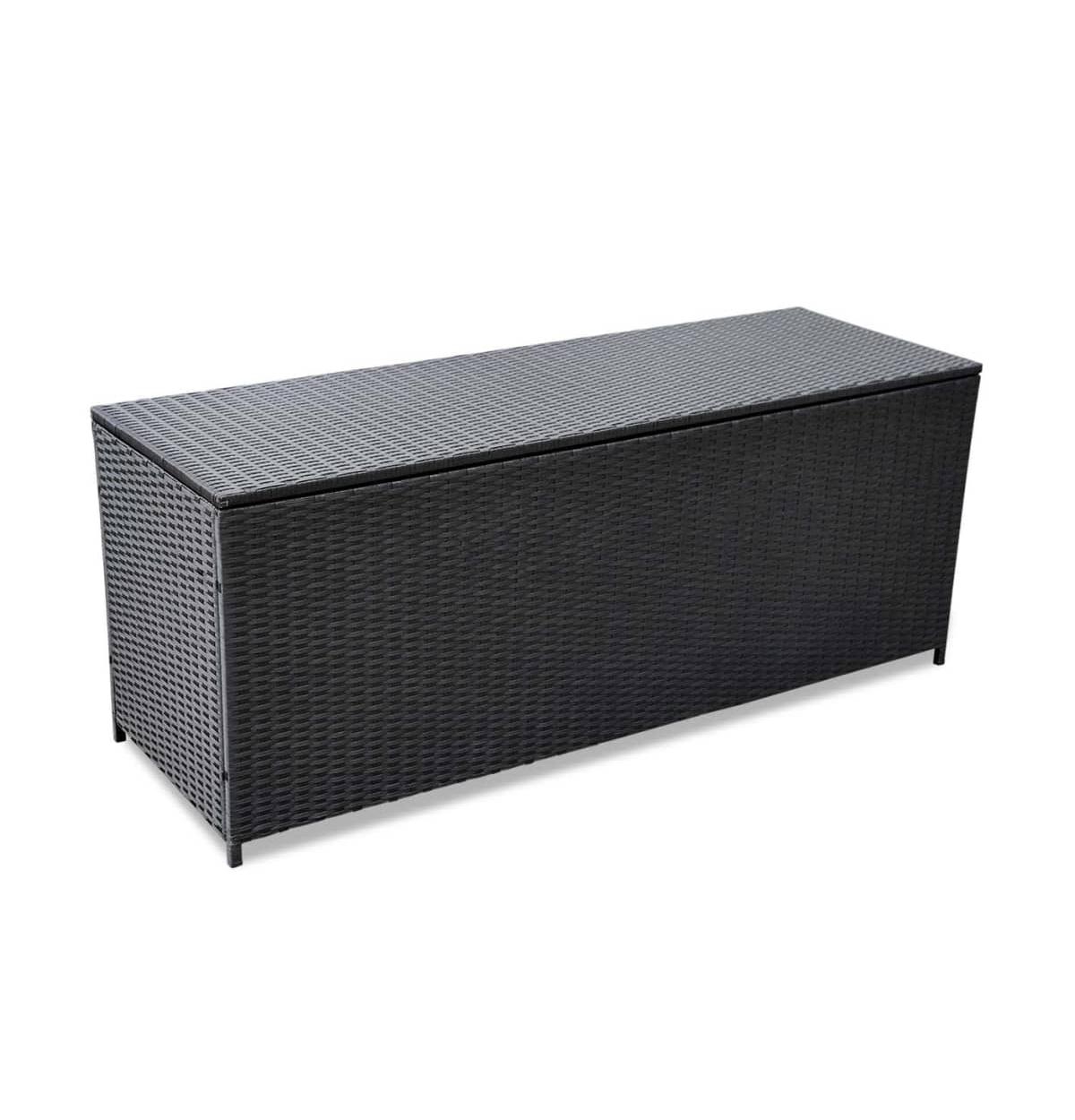 Patio Storage Box Black 59"x19.7"x23.6" Poly Rattan - Black