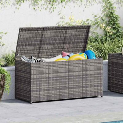 Patio Storage Box Gray 47.2&amp;quot;x19.7&amp;quot;x23.6&amp;quot; Poly Rattan