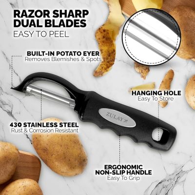 Swivel Vegetable Peeler with Razor Sharp Stainless Steel Blades and Blemish Remover
