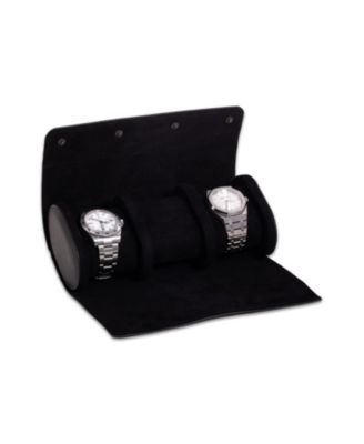 Leather Three Watch Roll with Inidividual Snap Compartments